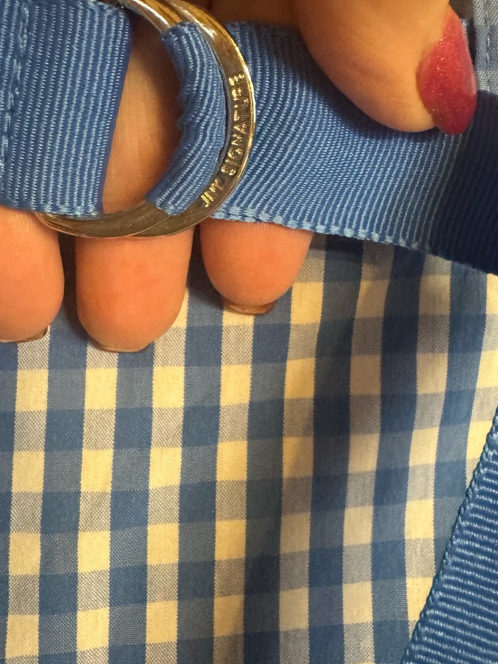 Jones New York Blue/White Gingham Capris Pants with Belt  SIZE: 8       #14 - Picture 4 of 6